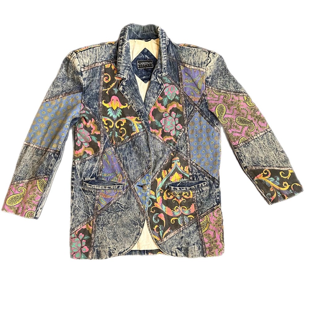 Vintage Patchwork Paisley Jean Jacket Blazer